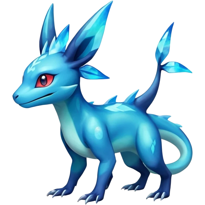 Colorful Iridescent Exotic Salandit-Aurorus-Glaceon-Fakémon-hybrid-creature (full body)  emoji