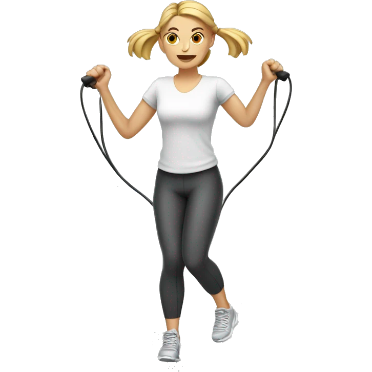 white gym junkie female using a skipping rope over her head emoji