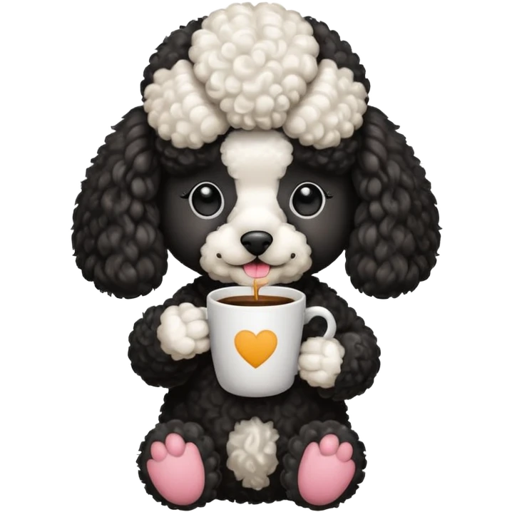 Poodle with coffee emoji