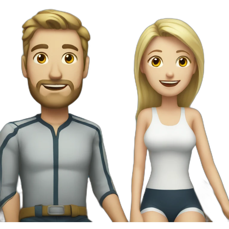 White Man and white women on a boat emoji