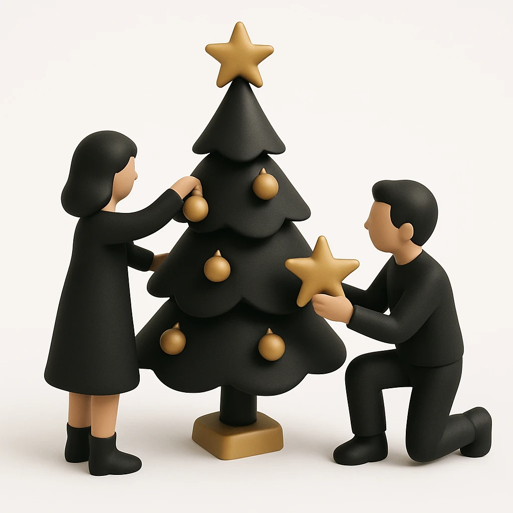 people decorating a Christmas tree emoji
