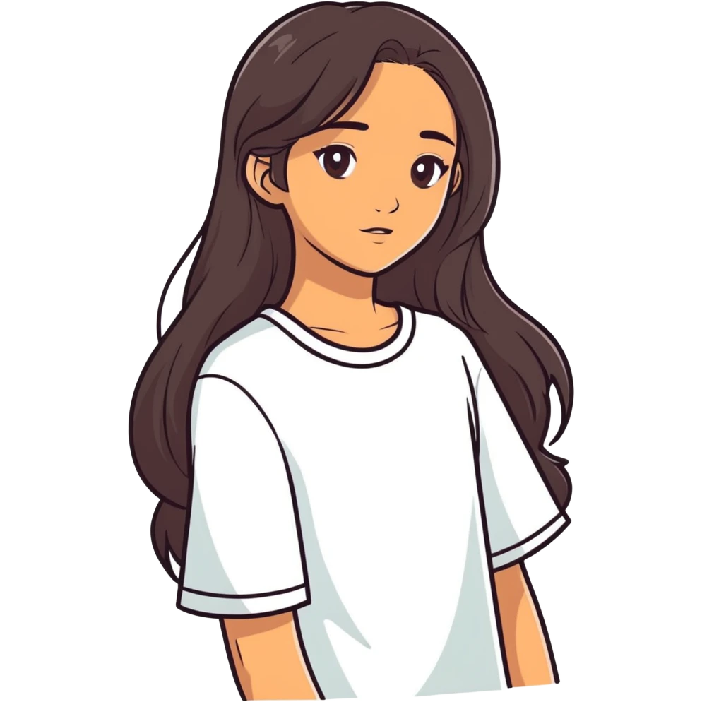 Tan dark hair girl with long hair emoji