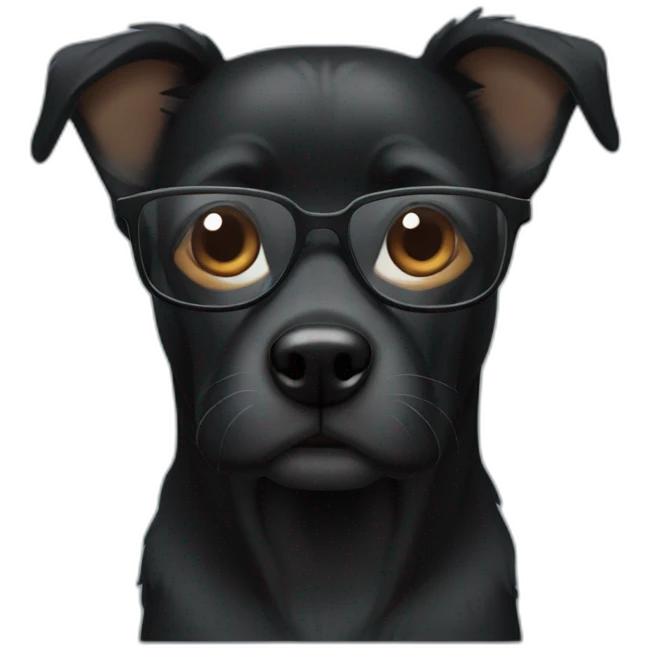 Black dog with glasses emoji