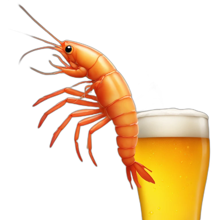 Shrimp jump into beer emoji
