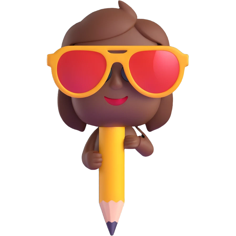 A big pencil with a kitten in sunglasses emoji