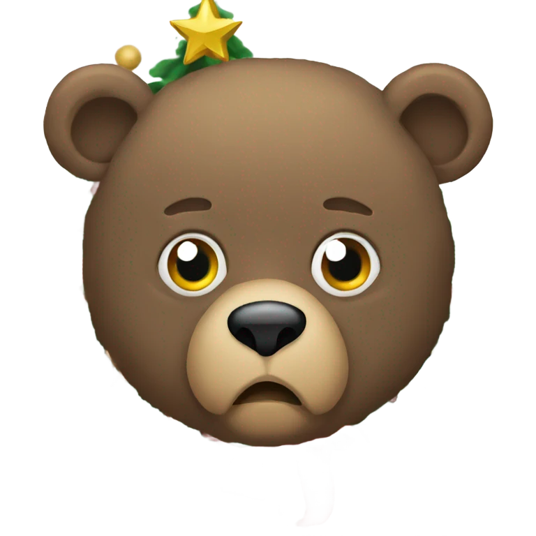 A bear infront of the Christmas tree but he is evil emoji