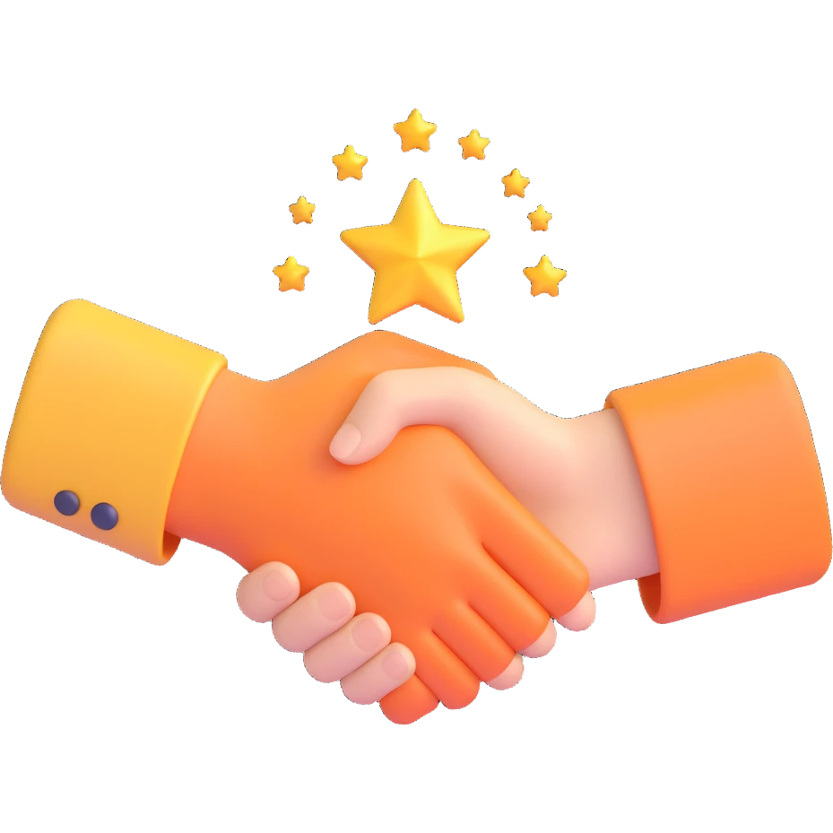 handshake with sparkles, symbolizing a successful client meeting and gratitude emoji