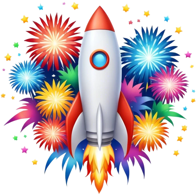 white rocket in between firework emoji