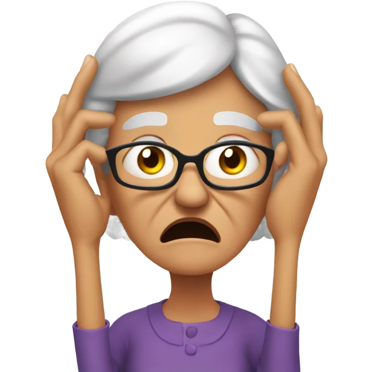 angry grandma cover her ears with her hand emoji