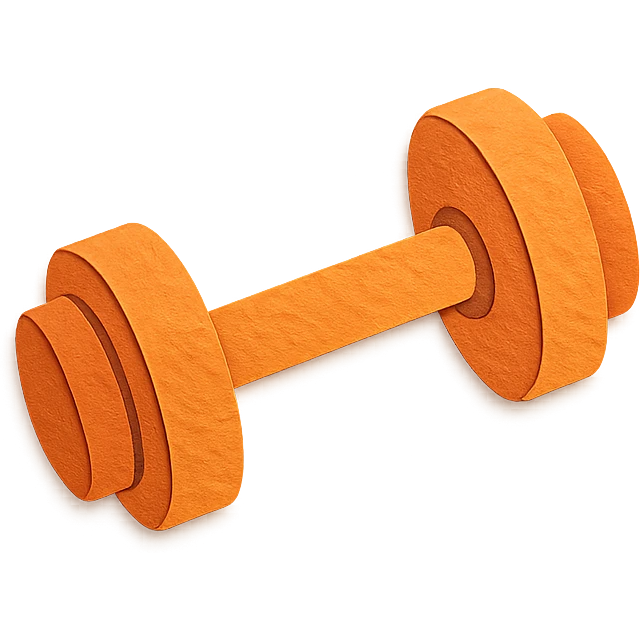 paper craft style orange dumbbells emoji