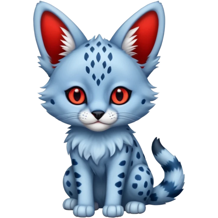 Blue serval with red eyes, full body emoji