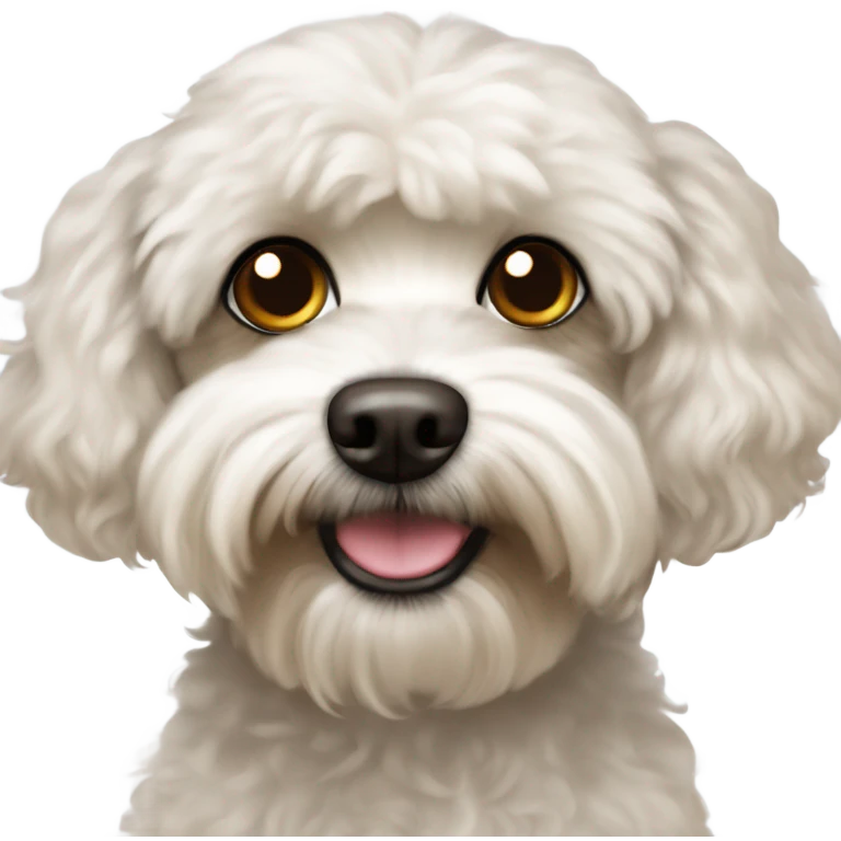 Maltese/poodle mix with a brown spot over his eye emoji