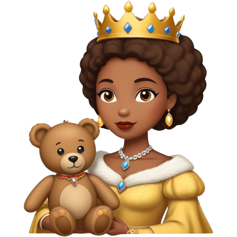 African American queen sleeping with teddy bear emoji