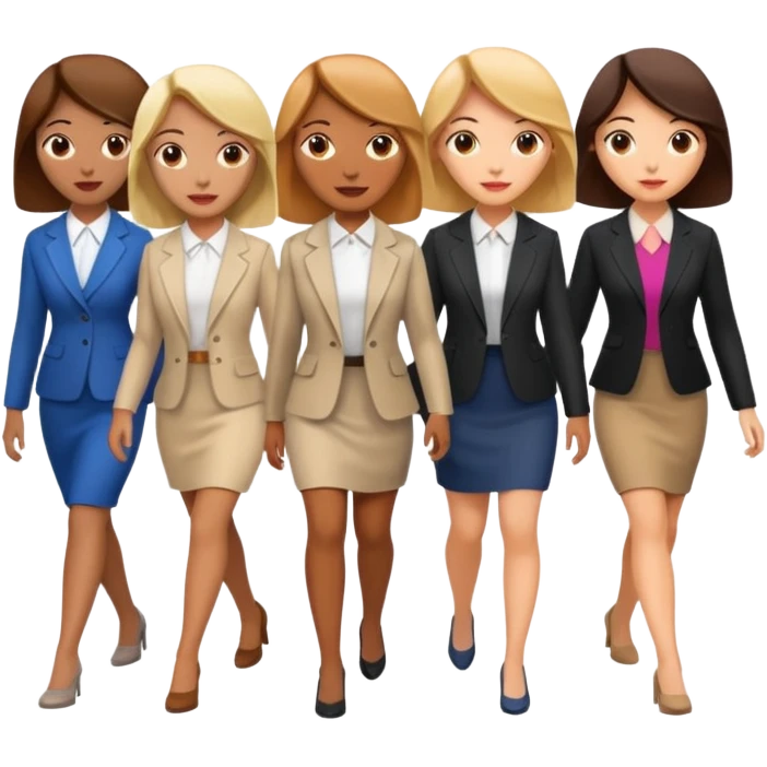 6 women interviewee walking in front of the interviewer emoji