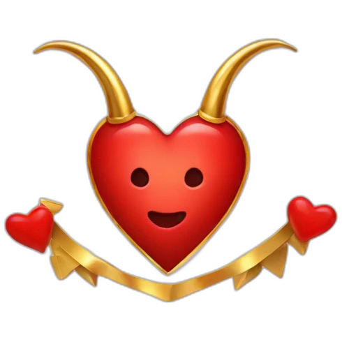 Red heart frame with gold horns emoji