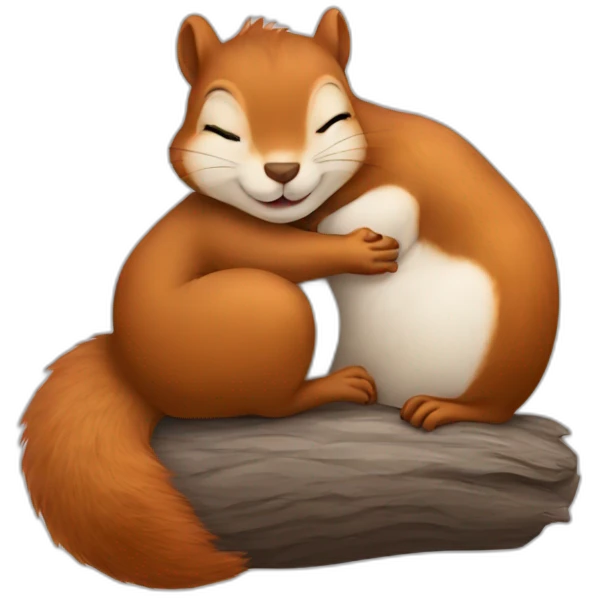 squirrel sleeps hugging a bump emoji
