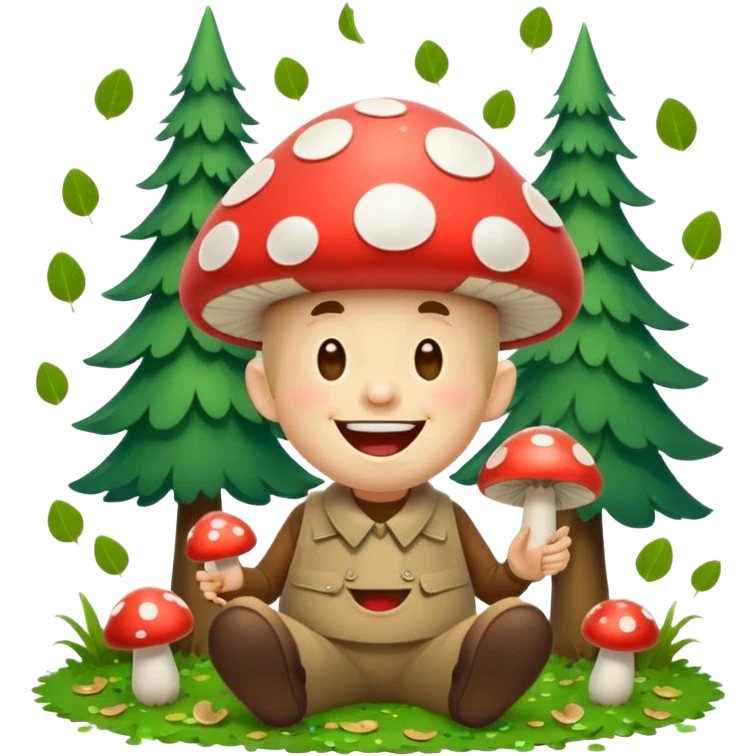 forest character laughing with mushroom confetti emoji