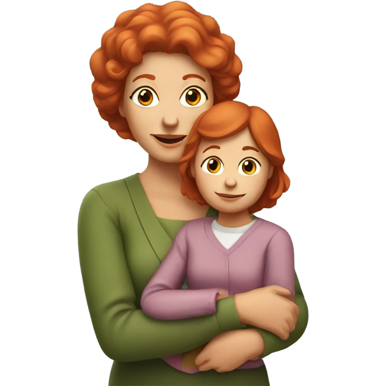 Red headed grandmother holding her red headed granddaughter  emoji