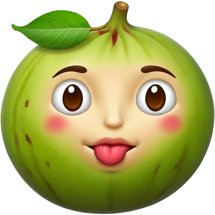 An emoji face kissing a fig fruit  emoji