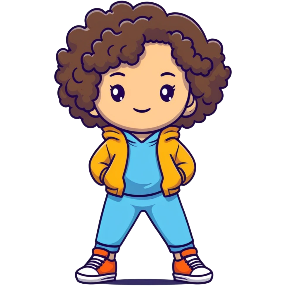 Full body teenage girl with curly brown hair, choni style with urban clothes emoji