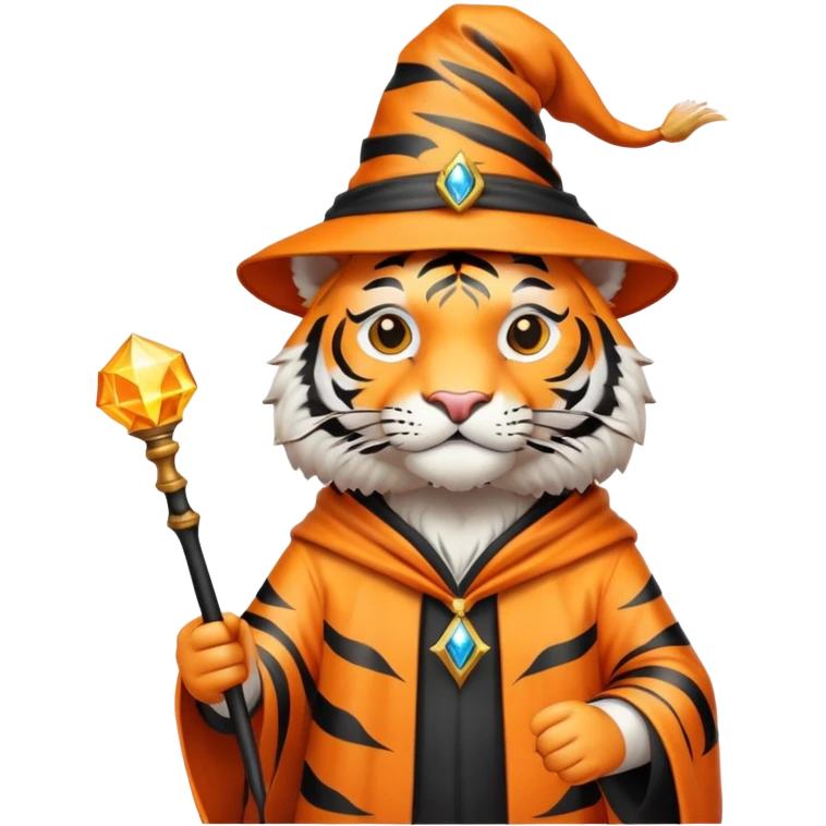 Tiger wizard with magic wand and hat emoji