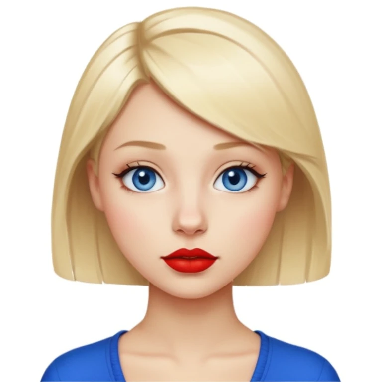 20 year old woman with short blonde hair, a nose piercing and blue eyes  emoji