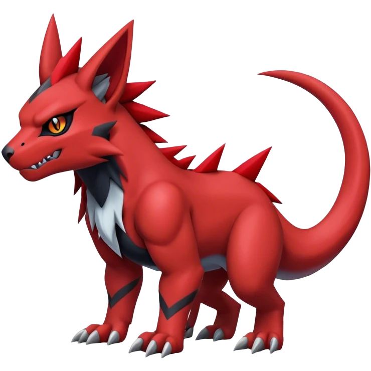 Edgy Cool Beautiful Guilmon-Litten-Zoroark, full body emoji