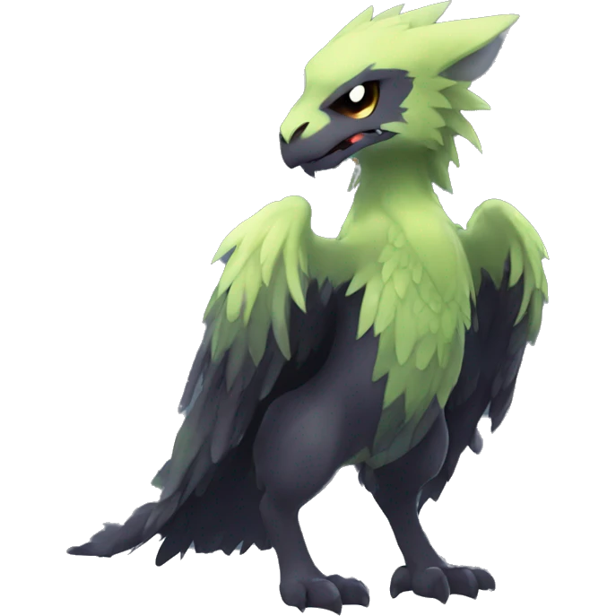 Cute cool shiny fantasy dark-shadow-themed animal hybrid Fakemon full body emoji
