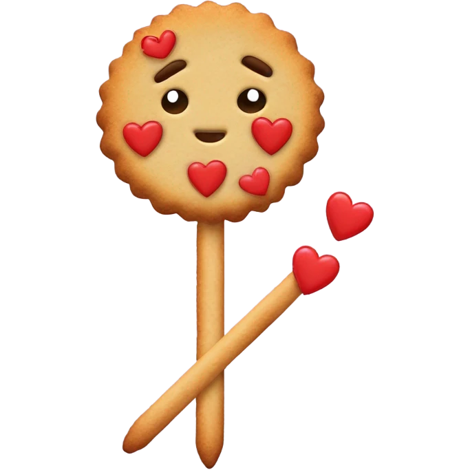 Crea un emoji de una galleta que está disfrazada de san Valentín  emoji