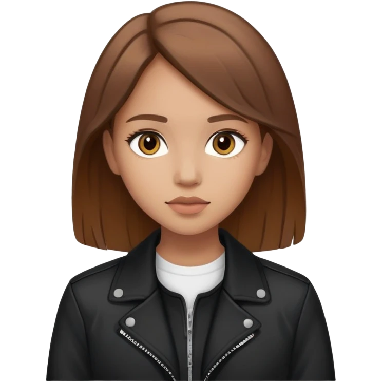 Light-skinned girl with brown hair wearing black jacket emoji