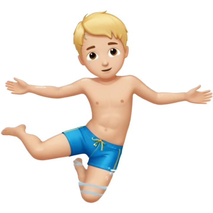 a boy that is sliding on his belly in Swimming trunks emoji