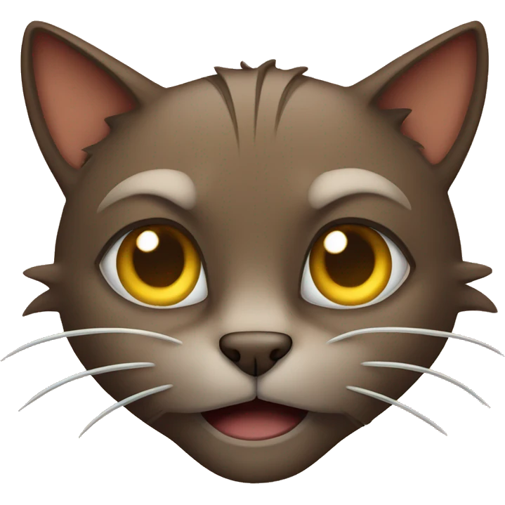 Brown cat with long claws and mean face emoji
