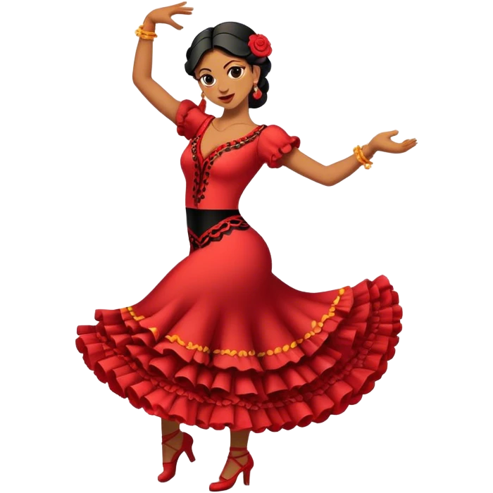 Cinematic Realistic Flamenco Pop Culture Emoji, featuring an expressive portrayal of traditional Spanish dance rendered with dynamic textures and passionate, vibrant lighting. emoji