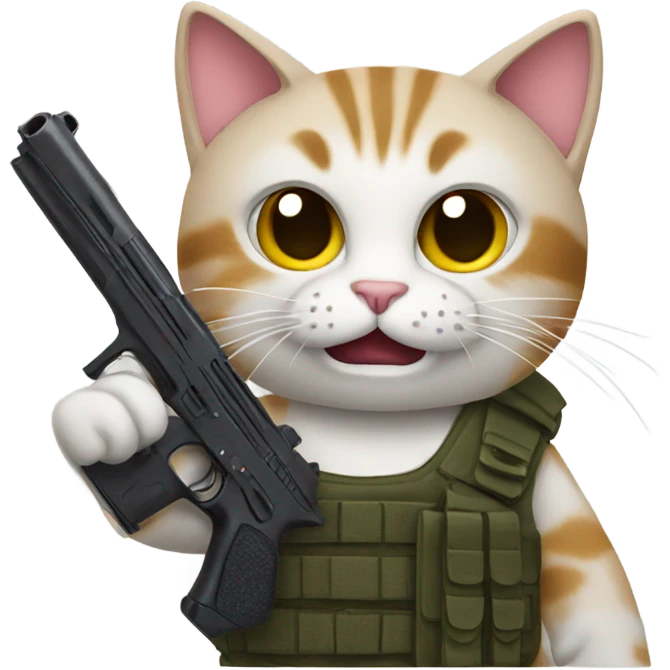 Cat holding a gun emoji