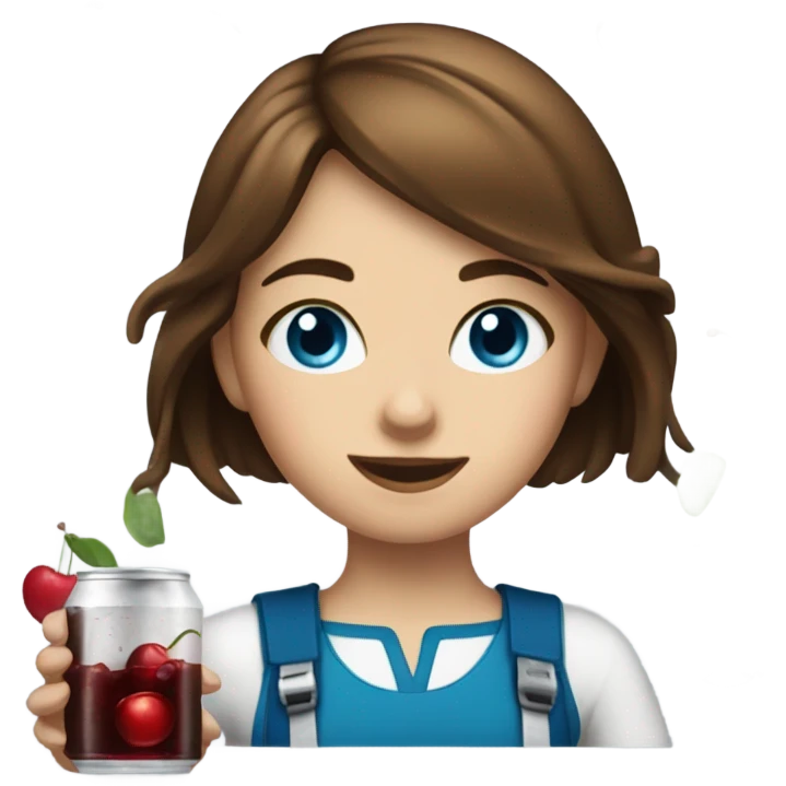 Drinking dr pepper cherry flavoured Brown hair girl blue eyes emoji