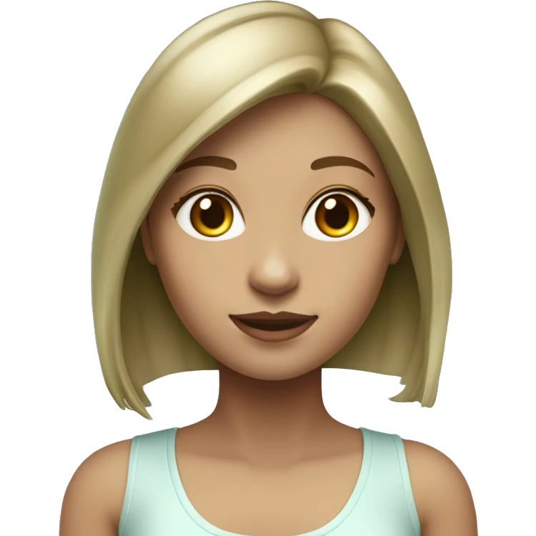 Girl white light brown medium hair with MacBook realistic color light green-blue emoji