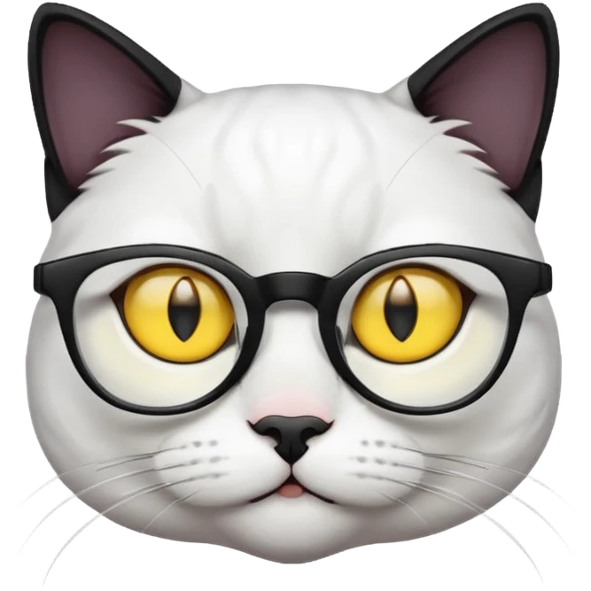 chat blanc à lunette a verre noir emoji