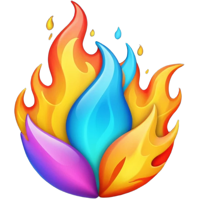 Flame illustrated in a playful and vibrant matte glass style, representing the fun and exciting aspects of the app firecrawl emoji