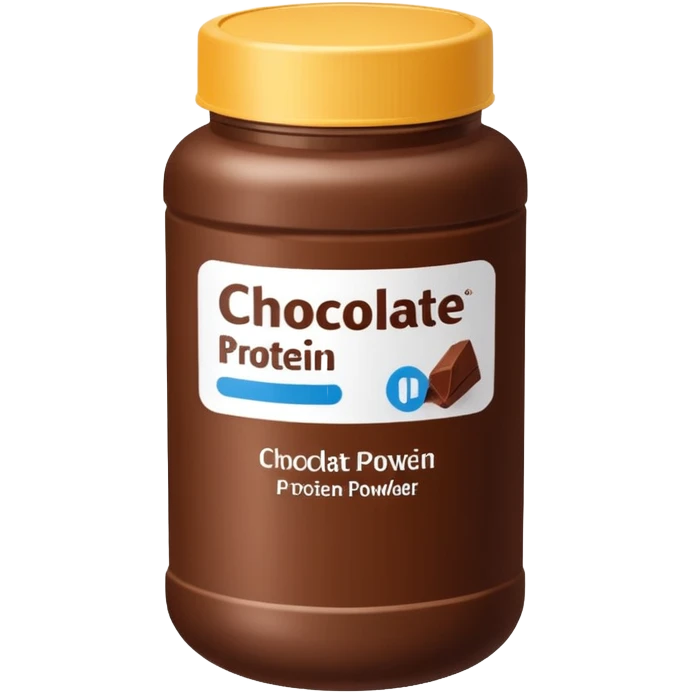 chocolate protein powder jar labeled chocolate icon emoji