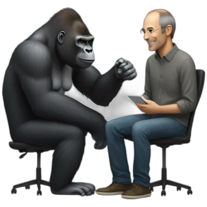 Gorilla meeting Steve Jobs emoji