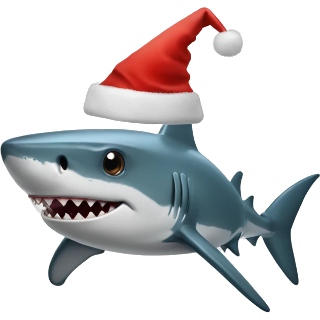 Shark with a Christmas hat emoji