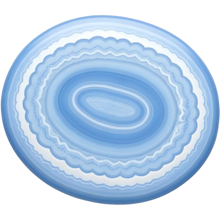 Oval blue lace agate with ethereal sky blue and white banded patterns resembling lace emoji