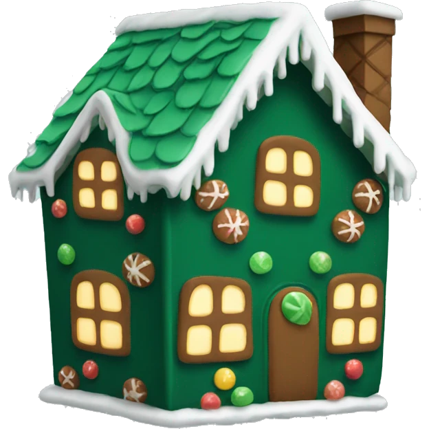 Cosy dark green gingerbread house  emoji