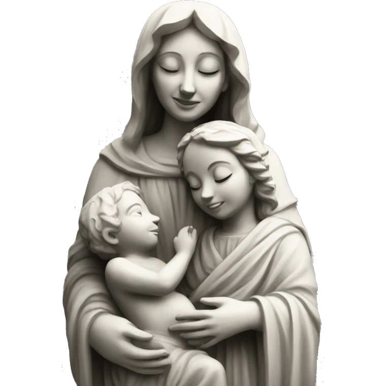 a stone statue of mary and child emoji