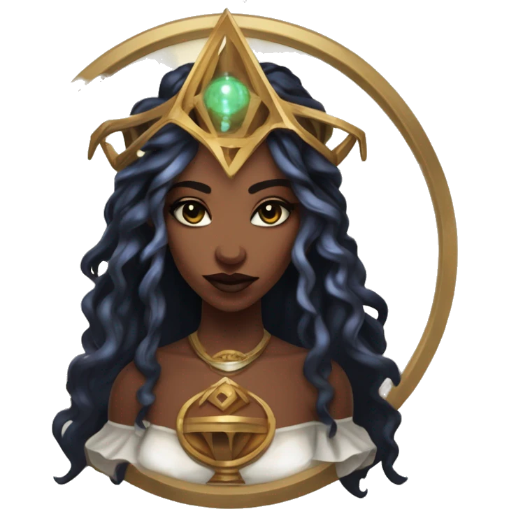 "Technomancy is the use of magic or mystical powers to control and manipulate technology” + "It's kind of like cyberpunk magic or how in some games, characters hack into systems using magic." 🖥️⚡🧙‍♂️ Make a ancient vampire technomancy goddess emoji
