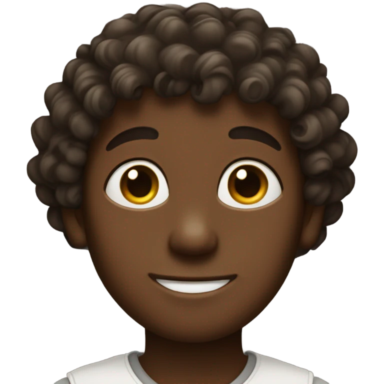 a boy with curly hairs, dark skinned and dimple on his chin emoji