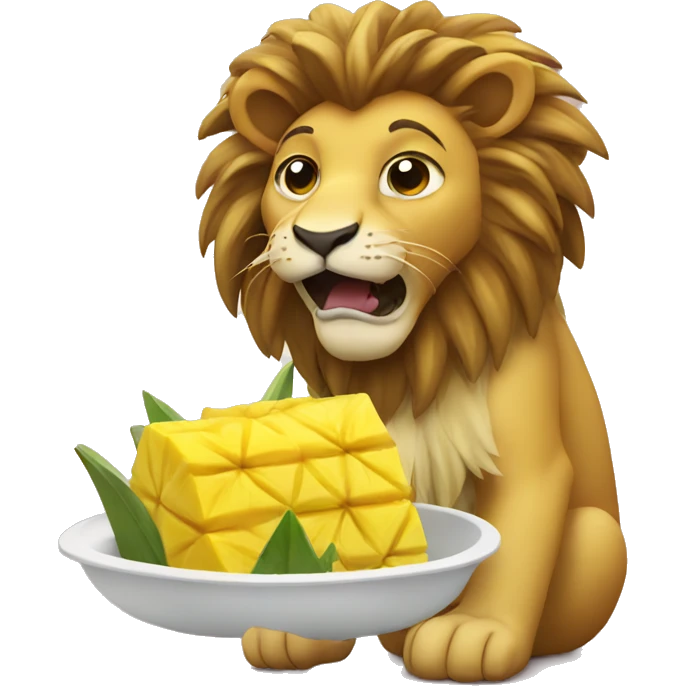 Lion eating a pineapple emoji