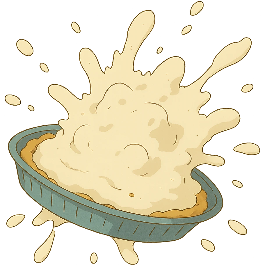 ghibli style cream pie splat, soft shading, whimsical emoji