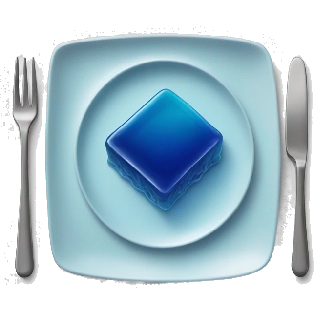 square blue jelly slab on plate emoji