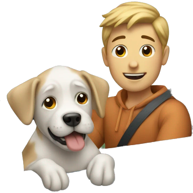 boys with dog in car emoji